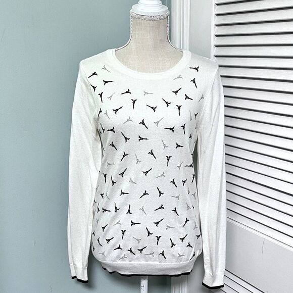 Elle Off white black French flair Eiffel Tower lightweight sweater - Picture 7 of 7